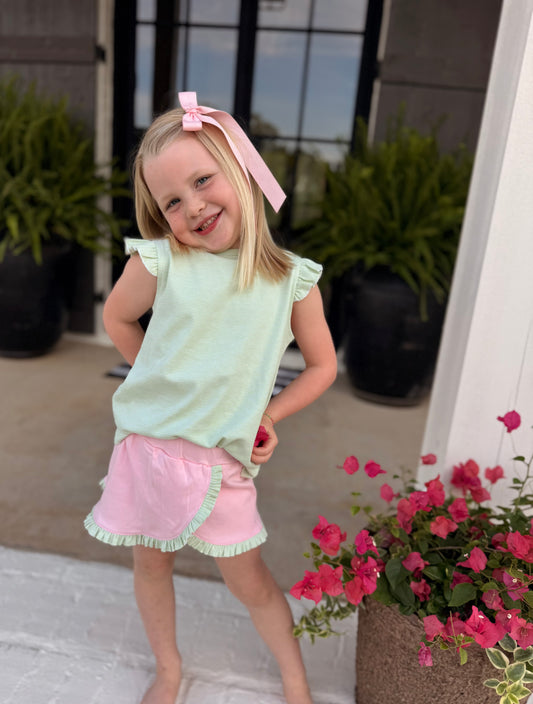 Pink/Lime Green Girls Skort Set