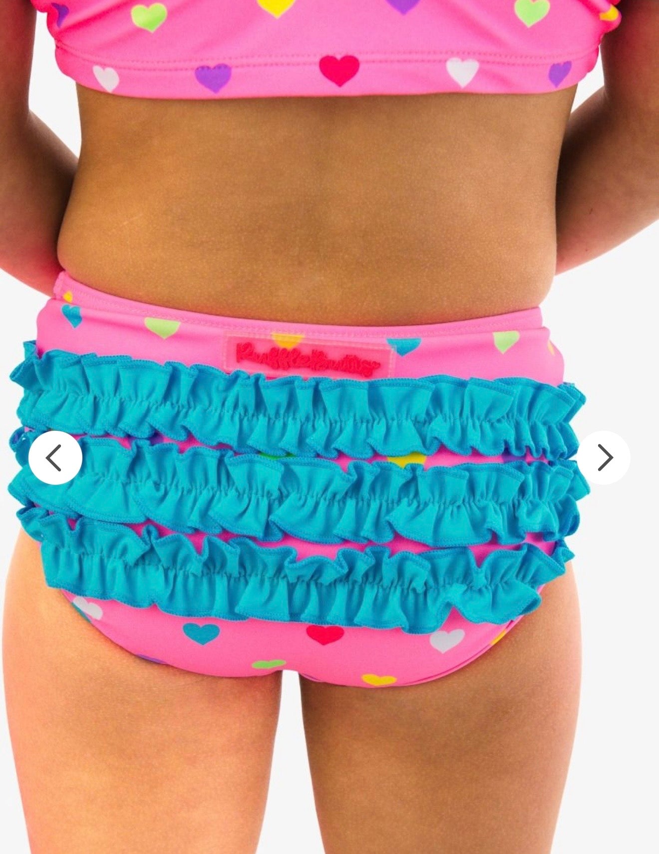 Neon Pink Colorful Hearts Girls Tankini