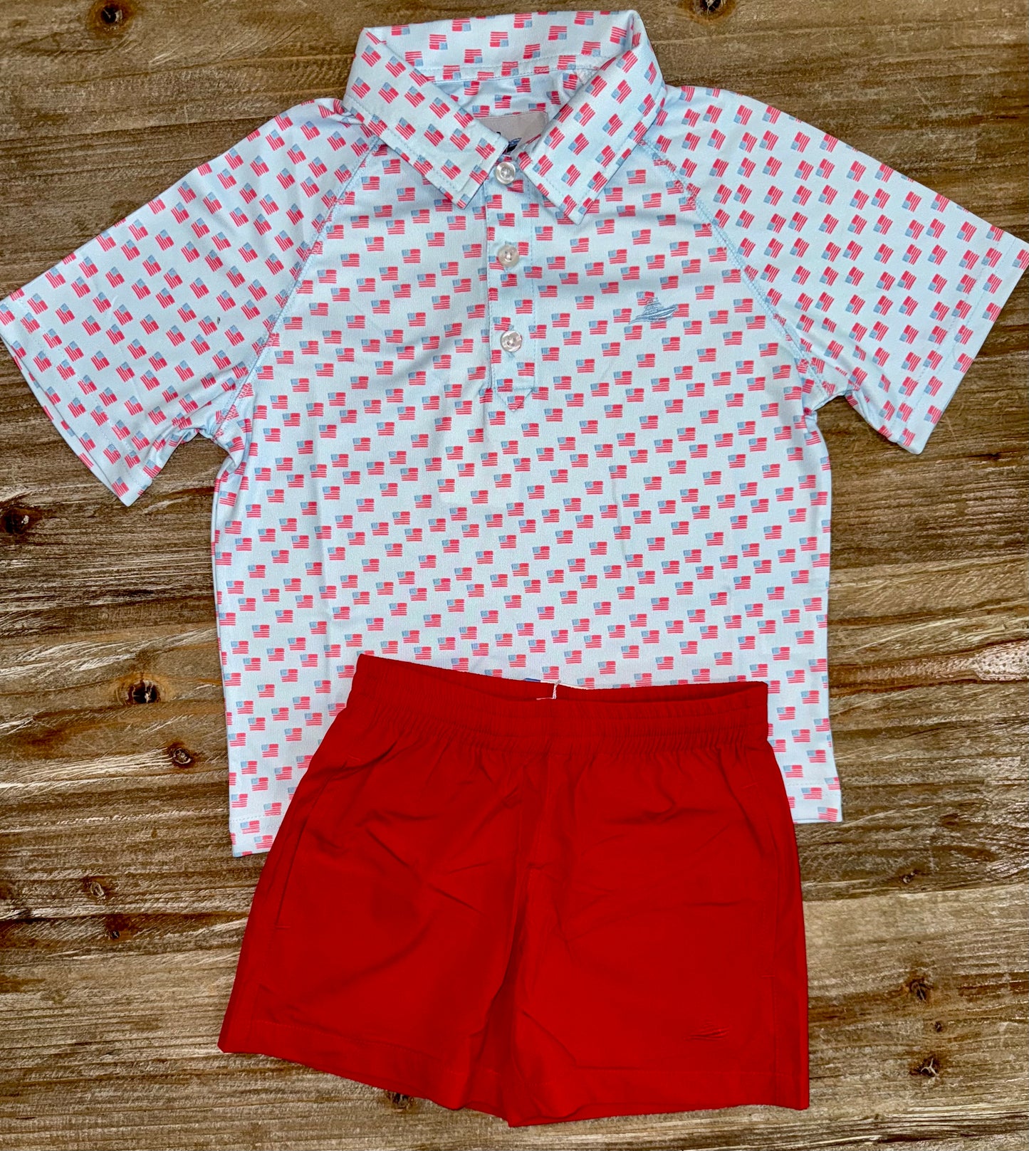 Printed Flag Boys Polo