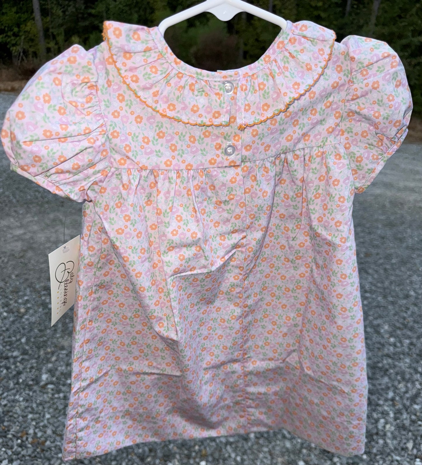 Orange & Mint Flowers Girls Claire Dress