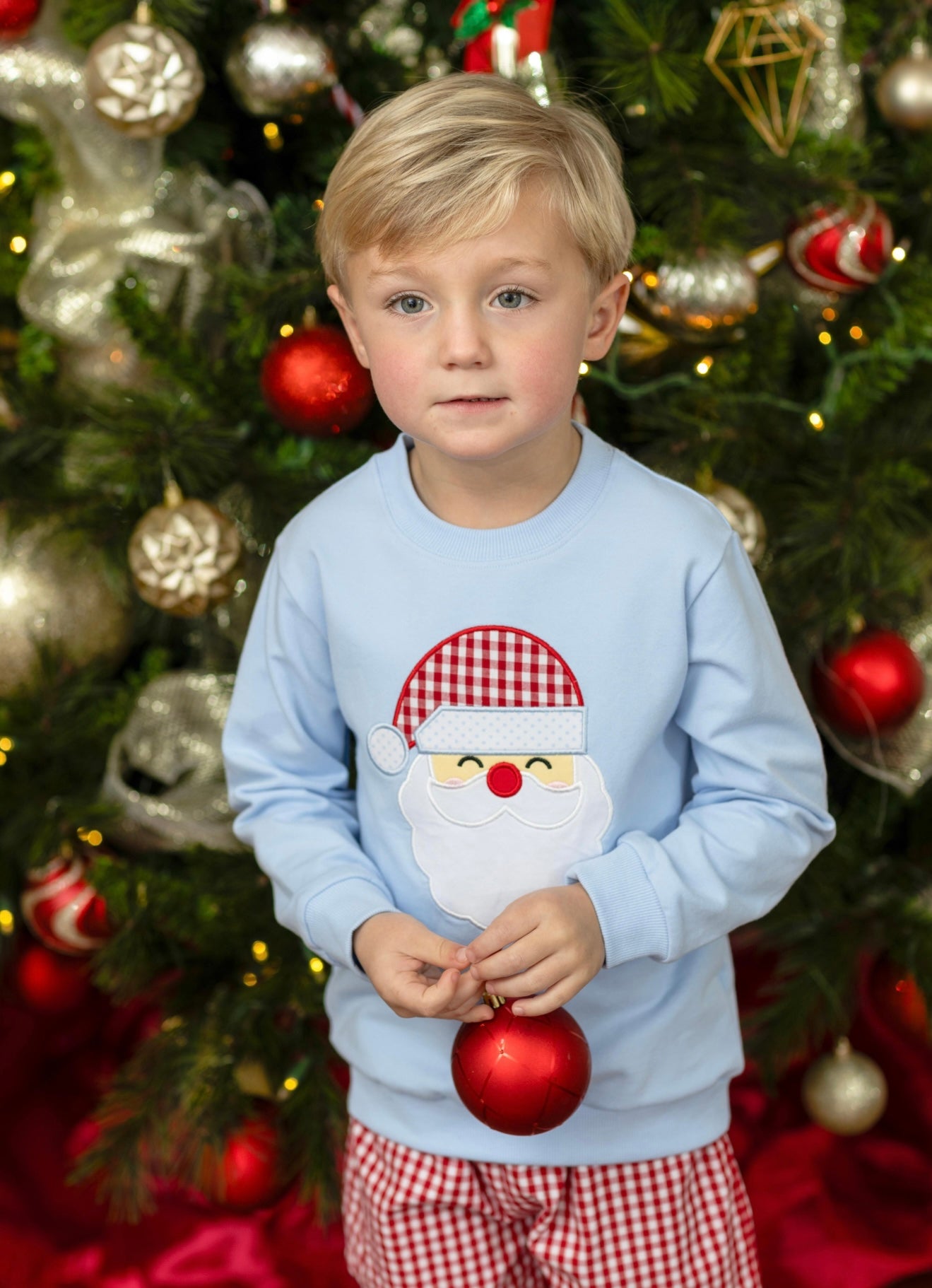 Santa French Terry Boys Blue Pullover
