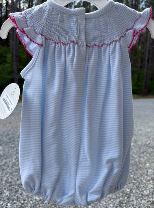 Strawberry Bishop Blue Bitty Stripe Knit Girls Bubble