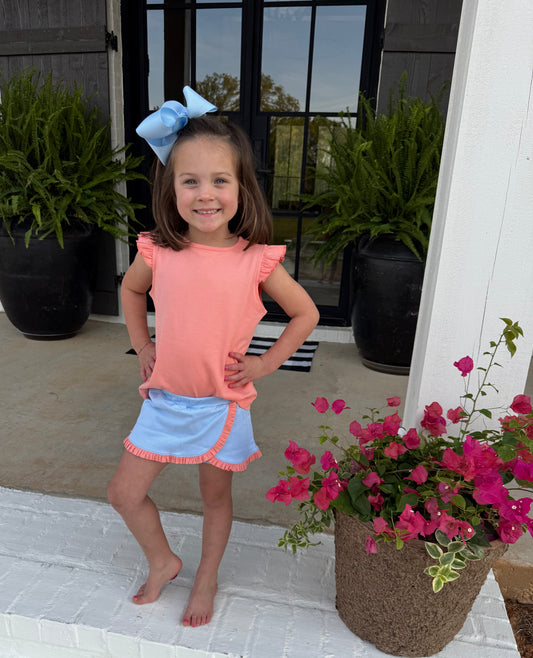 Blue/Coral Girls Skort Set