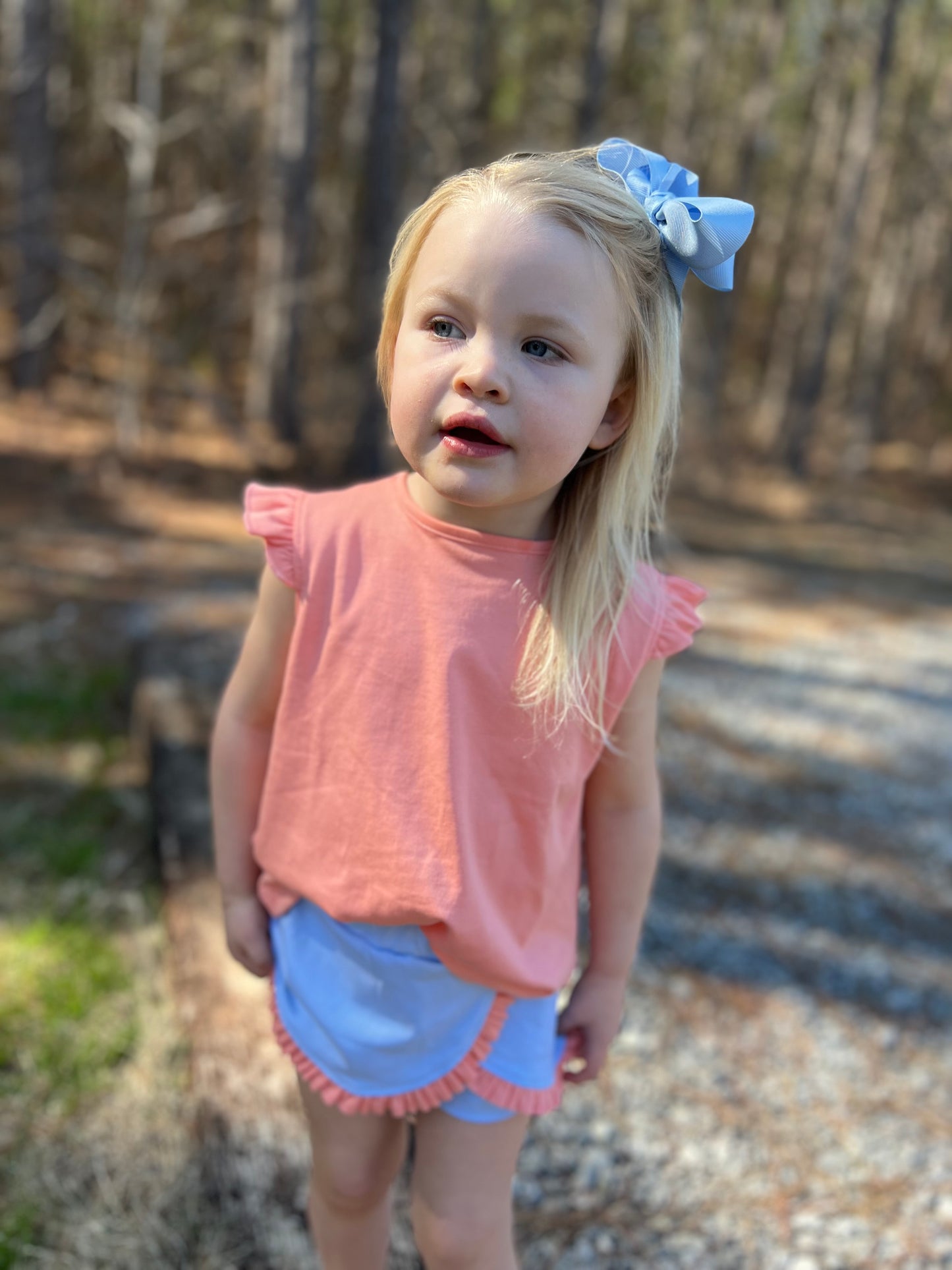 Blue/Coral Girls Skort Set