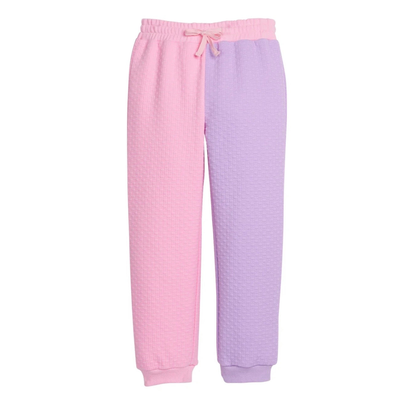 Pink & Lilac Color Block Girls Joggers