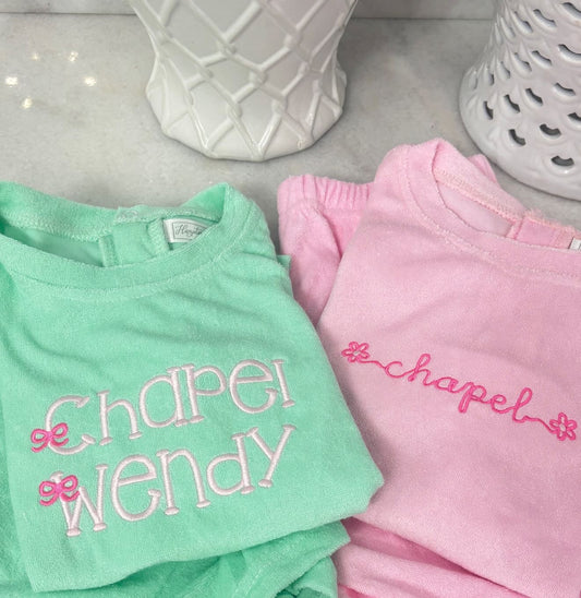 Pink Girls Terry Short Set