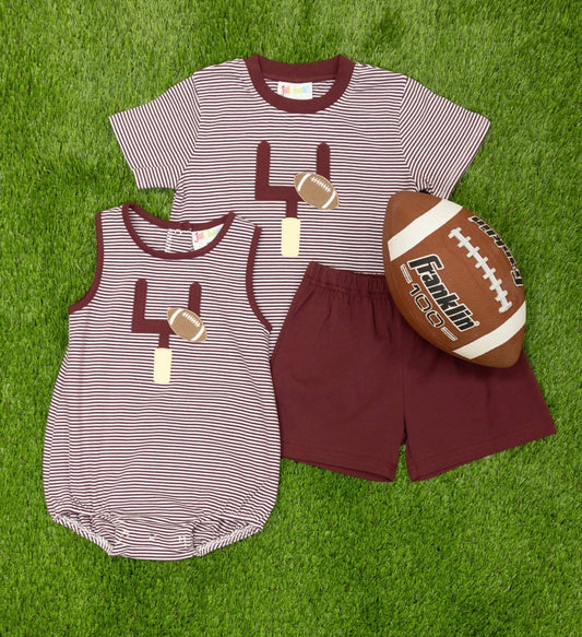 Down, Set, Hut Boys Maroon Stripe Short Set