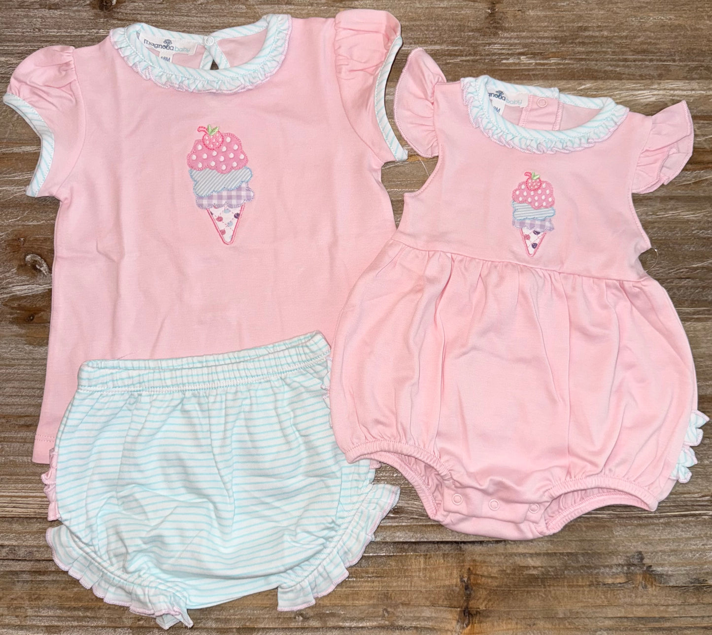 Scoops of Fun Appliqué Ruffle Girls Flutter Bubble