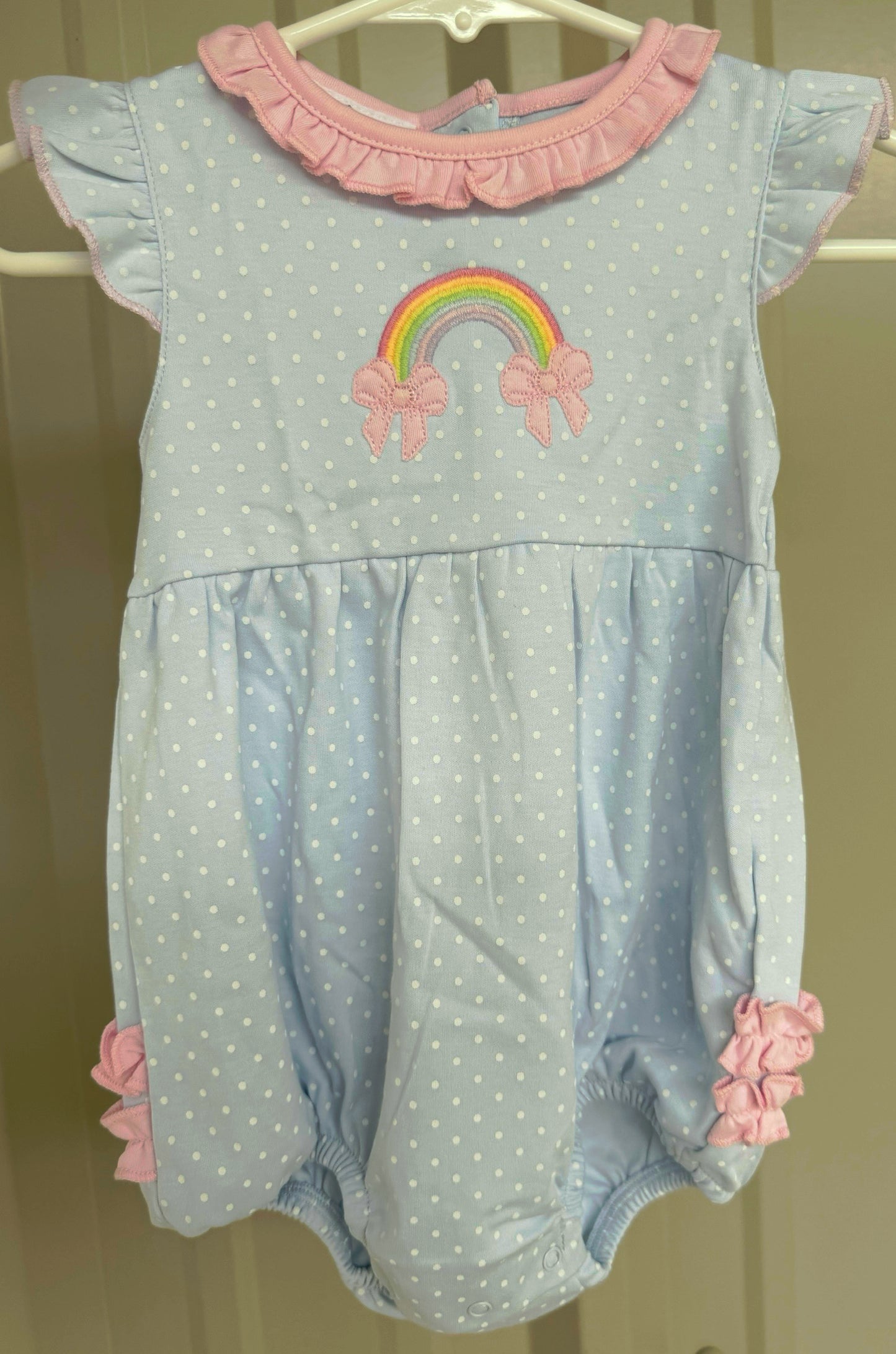 Rainbow Wishes Appliqué Girls Ruffle Flutter Bubble