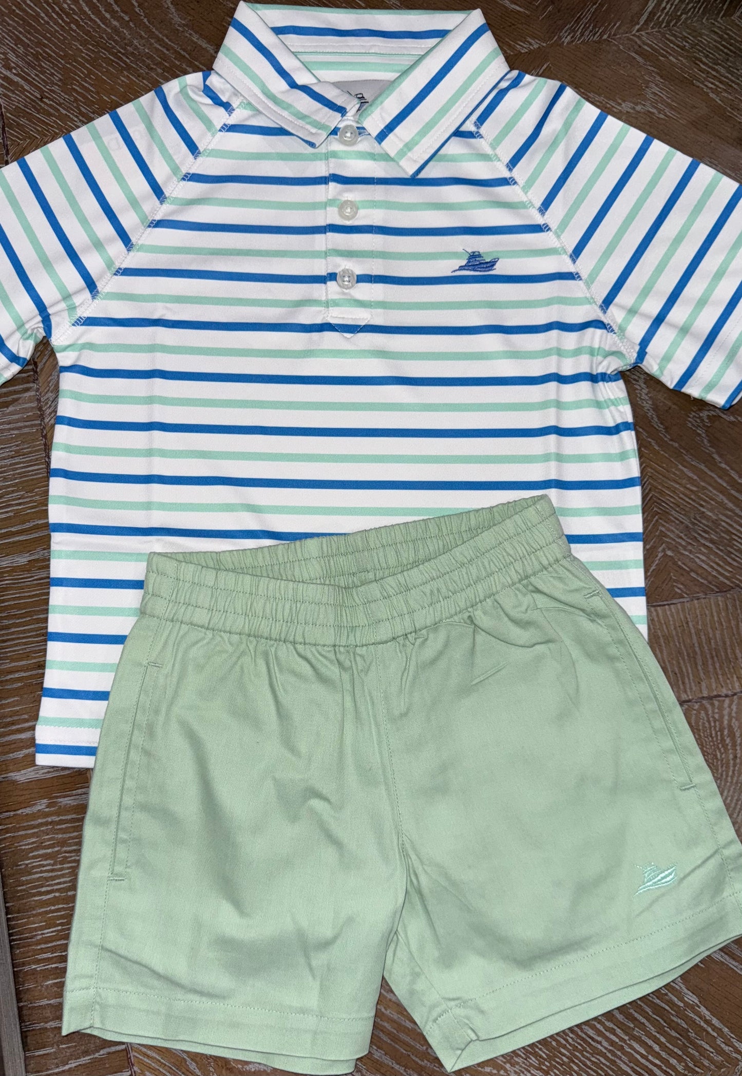 White/Beach Glass/Regatta Boys Polo