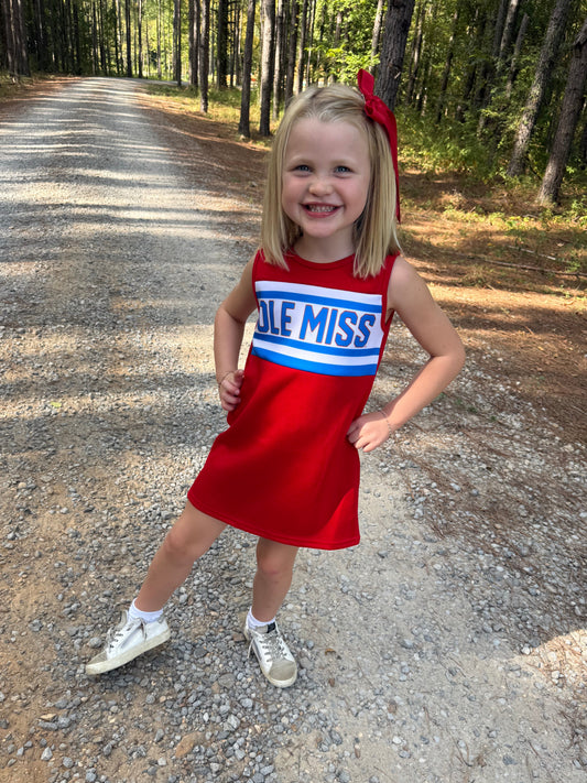 The Classic Cheer Dress- Ole Miss Bright Red (size up— these run short)