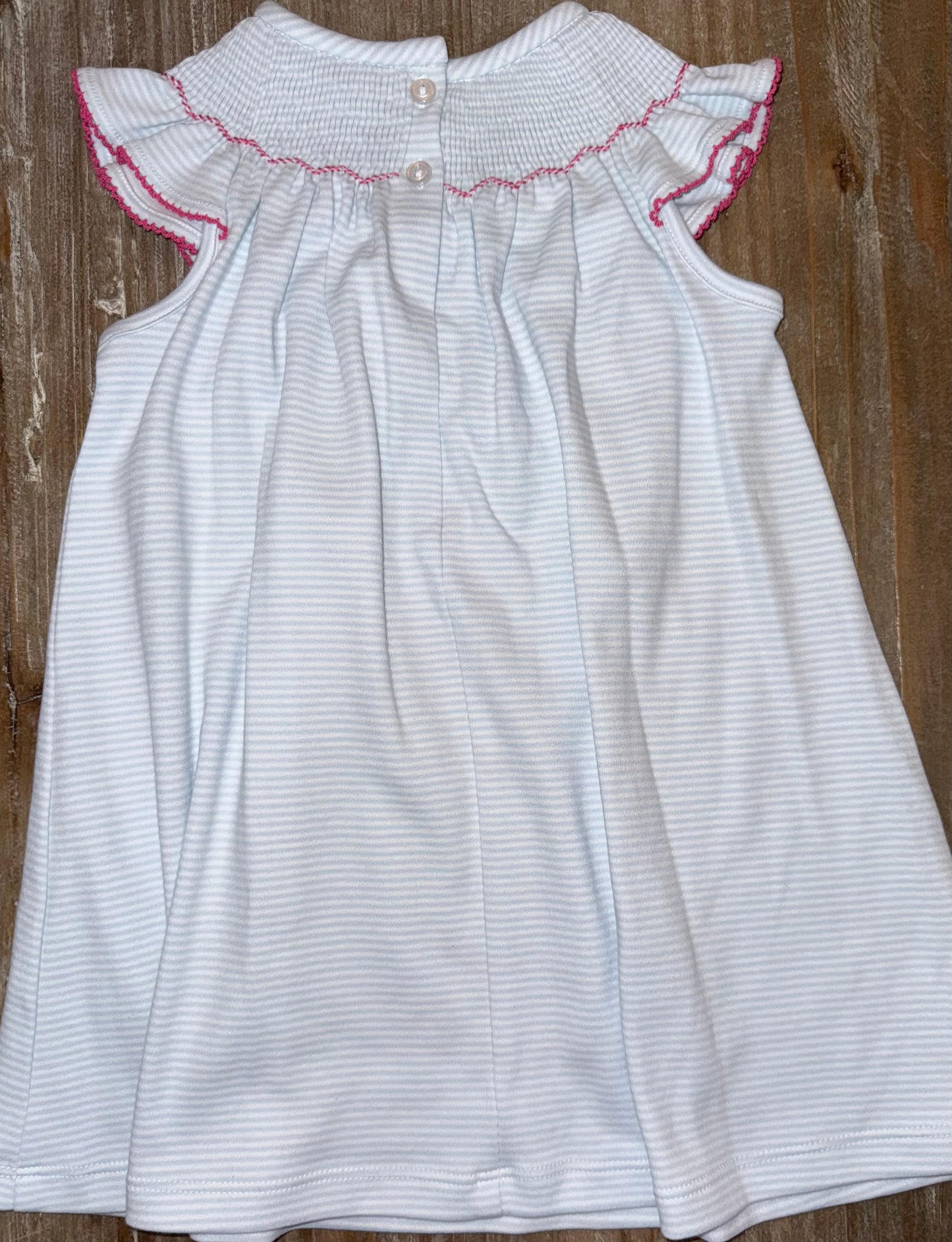 Strawberry Bishop Blue Bitty Stripe Knit Girls Dress