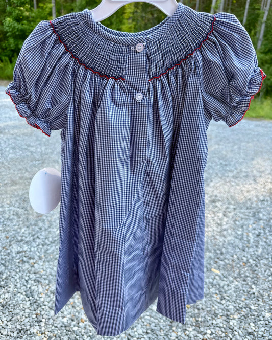 Navy Colonel Rebel Bishop Smocked Girls Dress