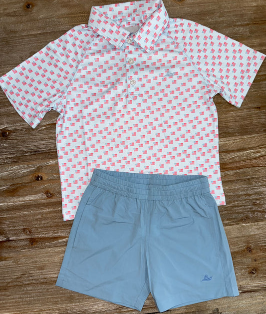 Printed Flag Boys Polo