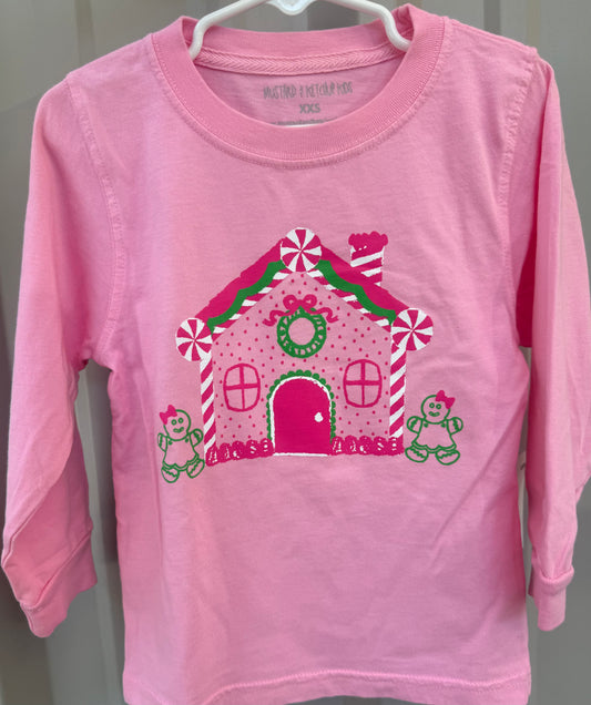 Pink Gingerbread House Girls Tee