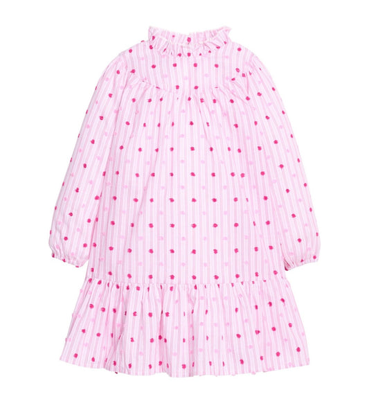 Magenta Clip Dot Girls Stripe Jody Dress