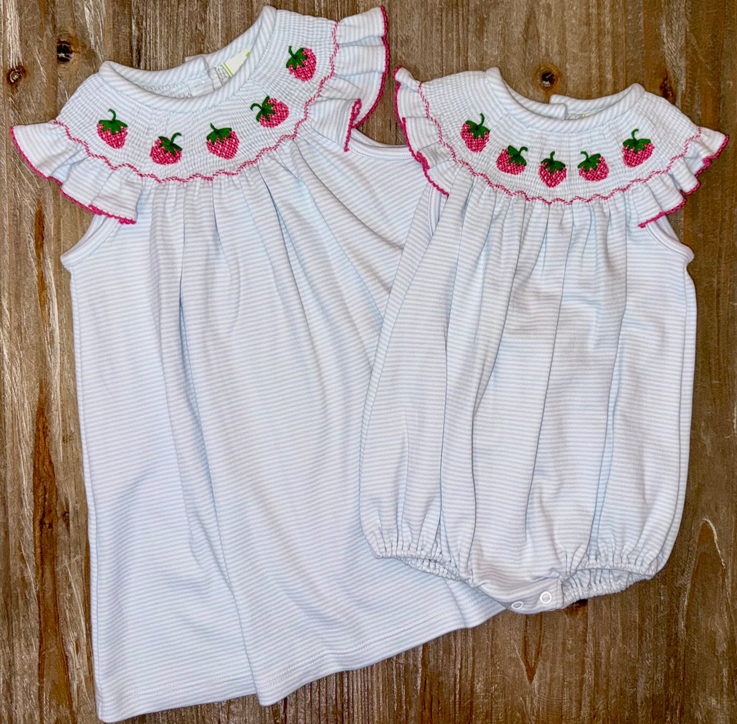 Strawberry Bishop Blue Bitty Stripe Knit Girls Bubble