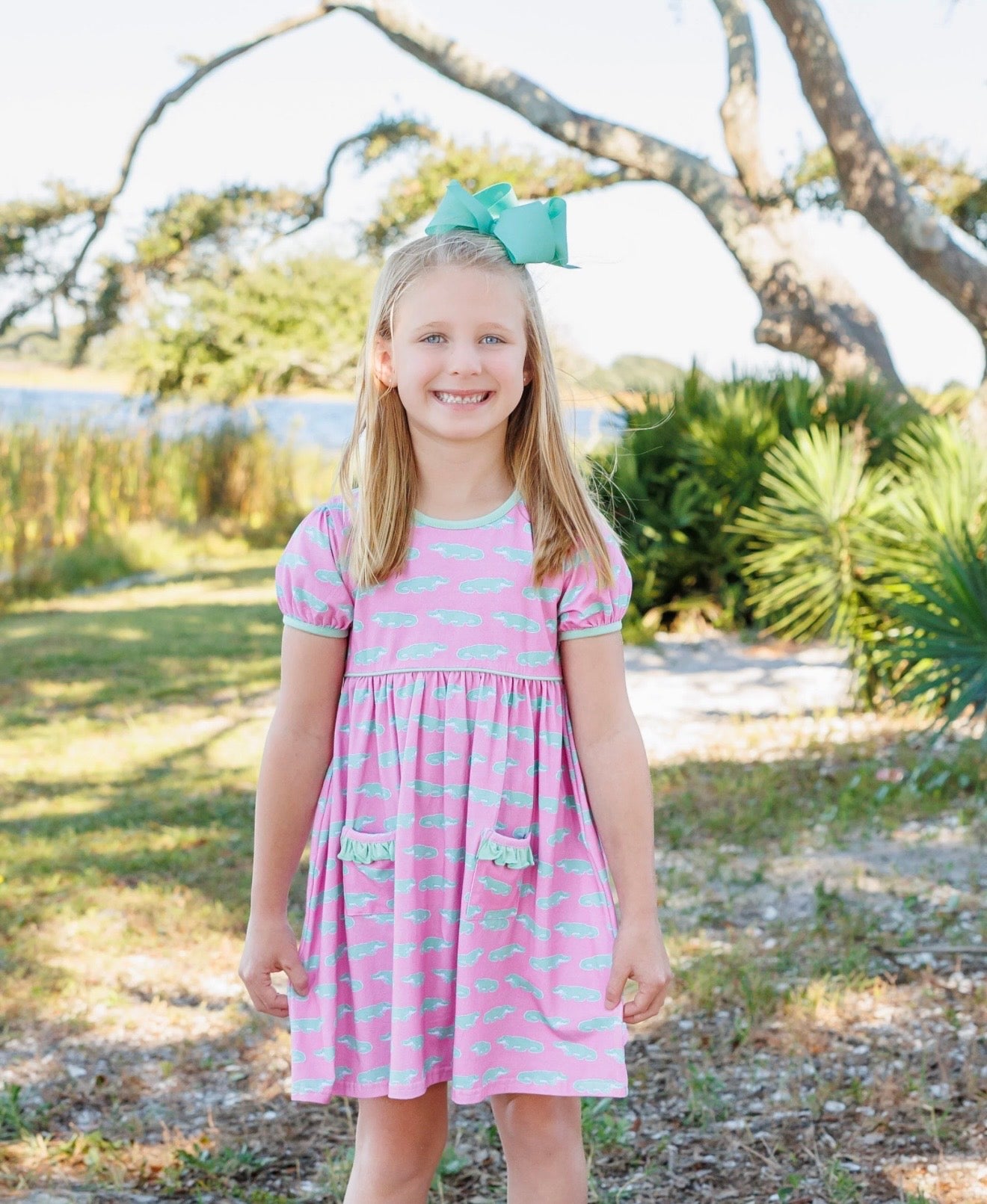 Later Gator Ruffle Pocket Girls Dress