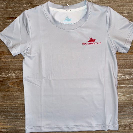 Baseball Flag Gray Performance Boys Tee