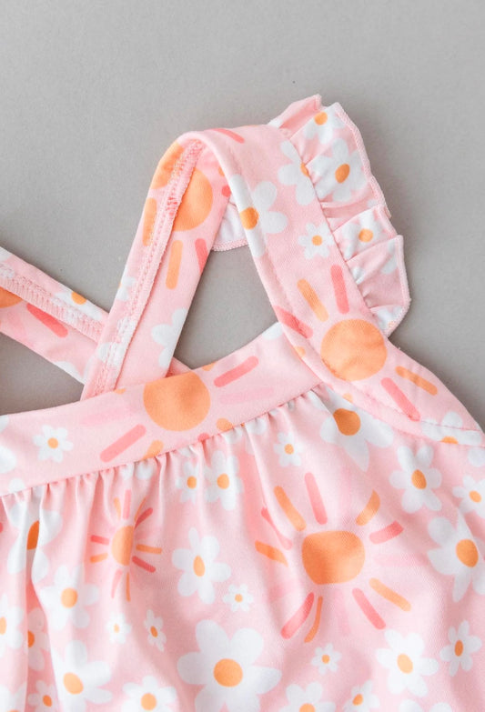 Sweet & Sunny Ruffle Cross Back Girls Bubble