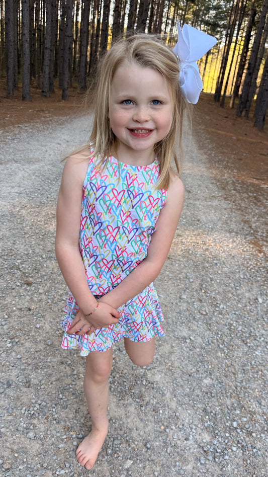 Graffiti Hearts Girls Skirt