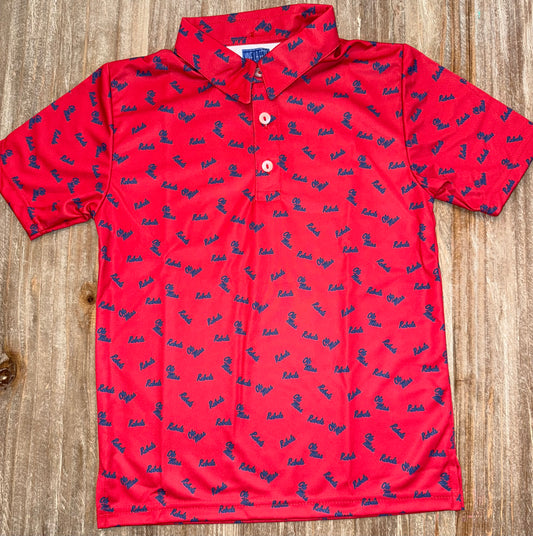 Ole Miss Rebels Repeat Logo Boys Red Polo
