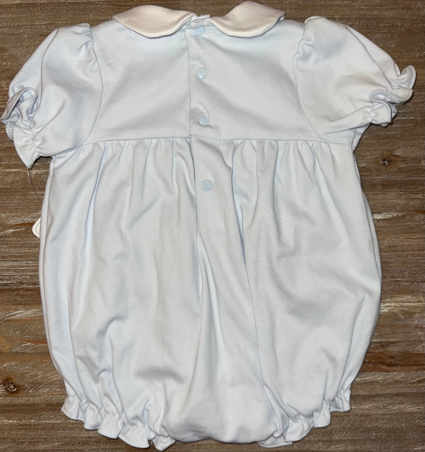 Light Blue Floral Smocked Girls Bubble