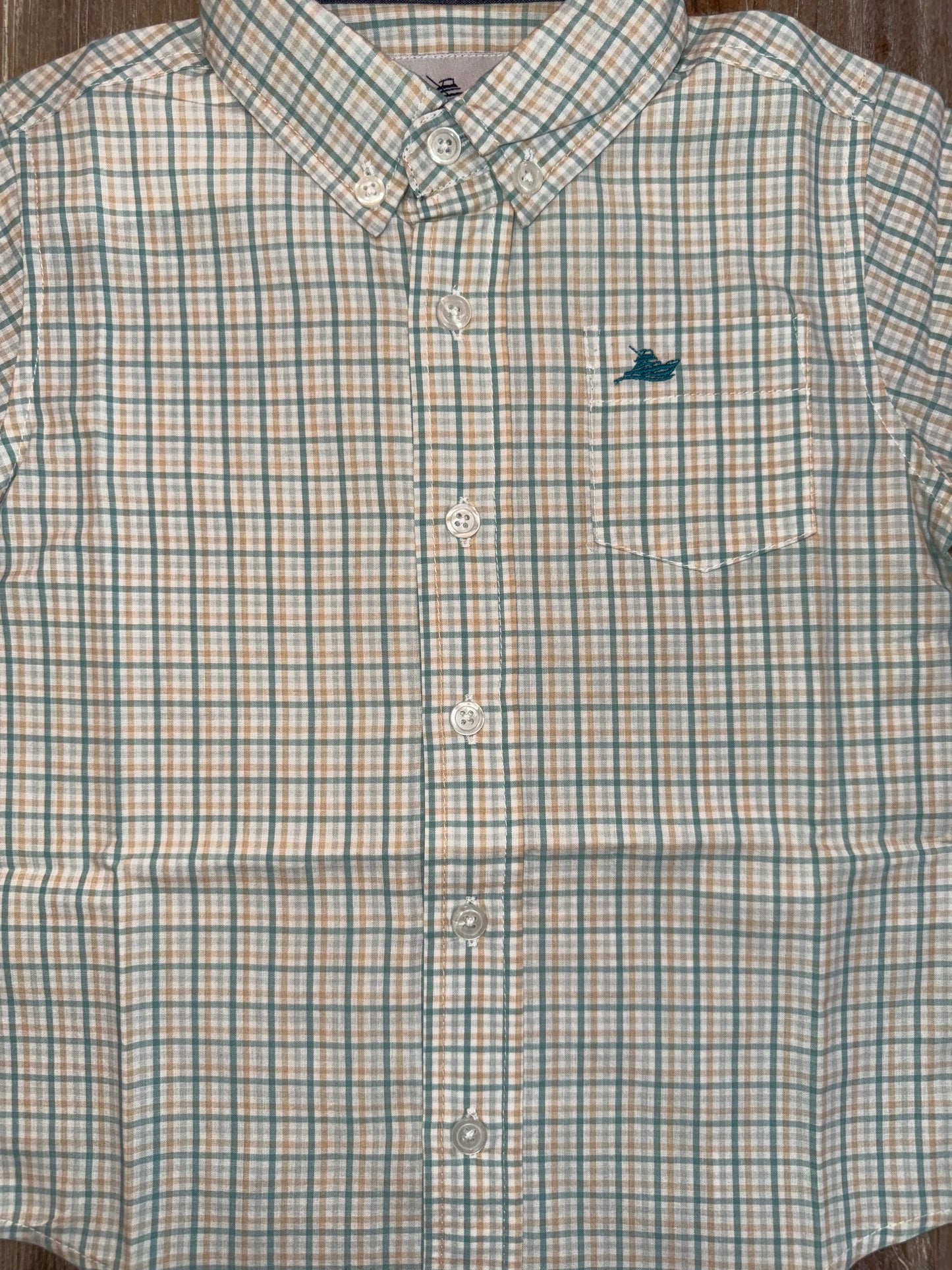 Teal/Khaki Boys Button Down Shirt