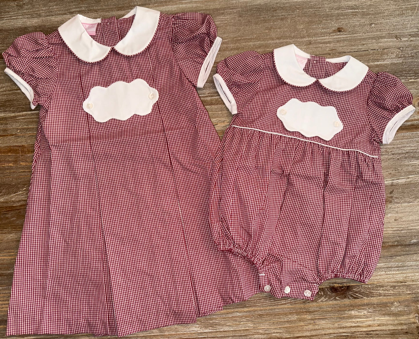 Maroon Gingham Girls Bubble