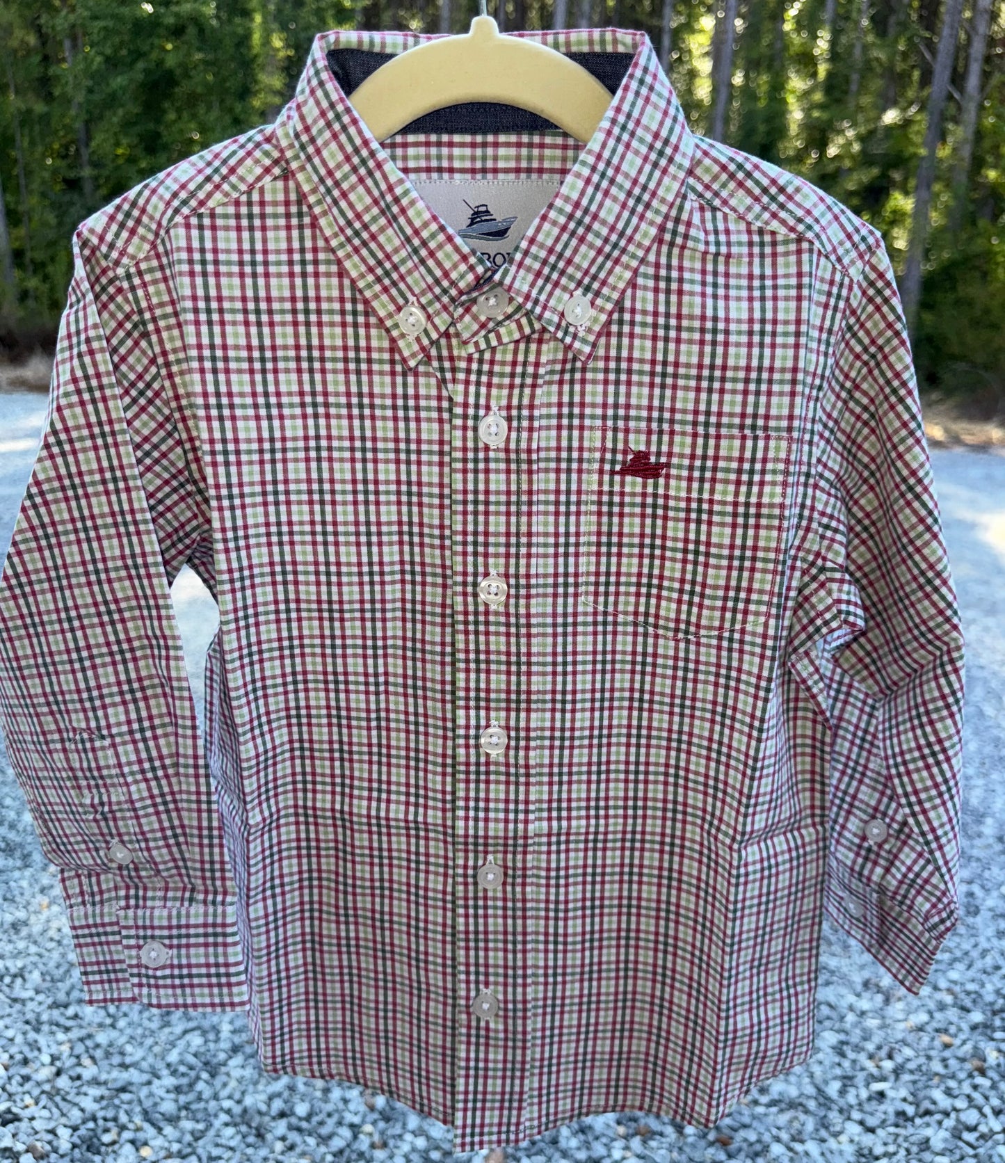 Green/Red Shadow Boys Button Down