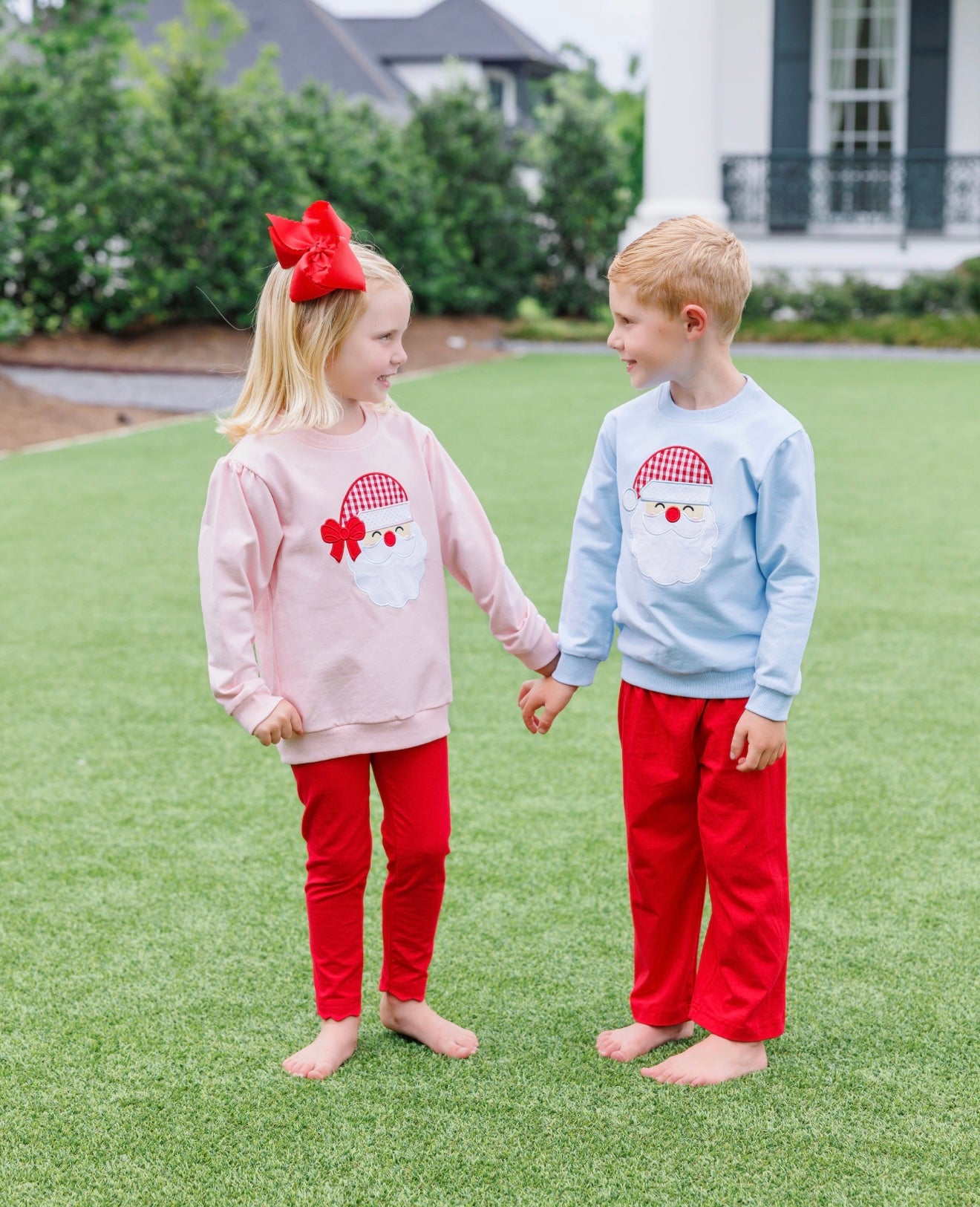 Santa French Terry Girls Light Pink Pullover