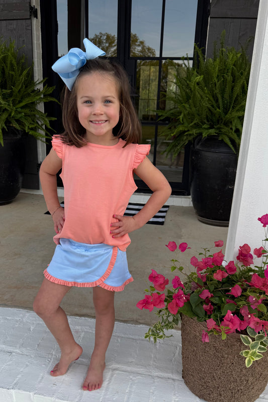 Blue/Coral Girls Skort Set