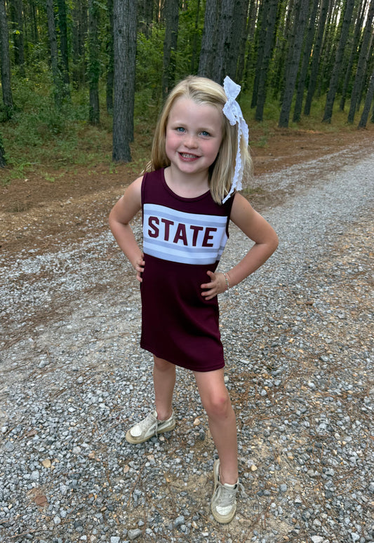 The Classic Girls Cheer Dress— Mississippi State Deep Maroon (size up— these run short)