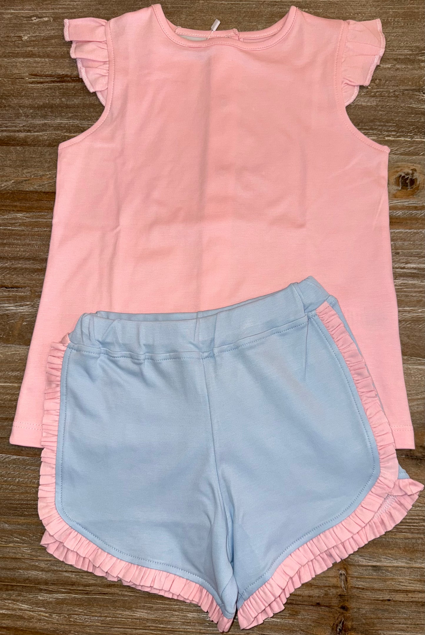 Pink/Blue Ruffle Girls Short Set