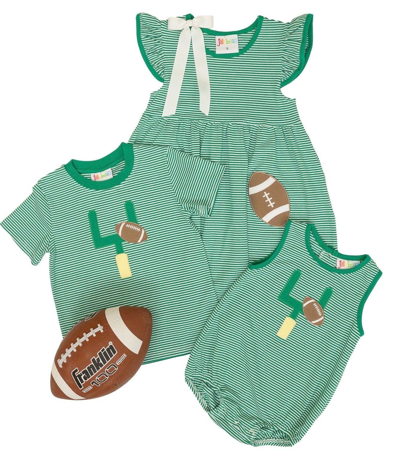 Down, Set, Hut Boys Green Stripe Bubble