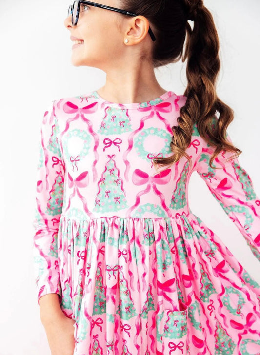 Jingle Bows Girls Pocket Twirl Dress