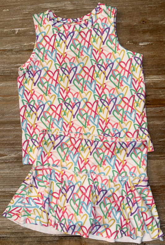 Graffiti Hearts Girls Skirt