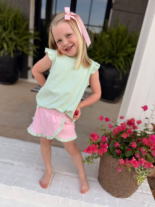 Pink/Lime Green Girls Skort Set