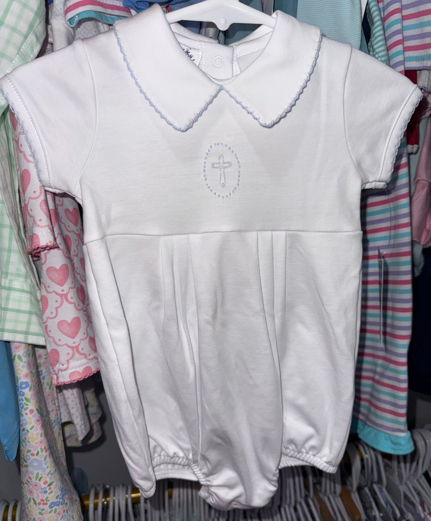 Blessed Fall Cross Embroidered Collared Boys Bubble
