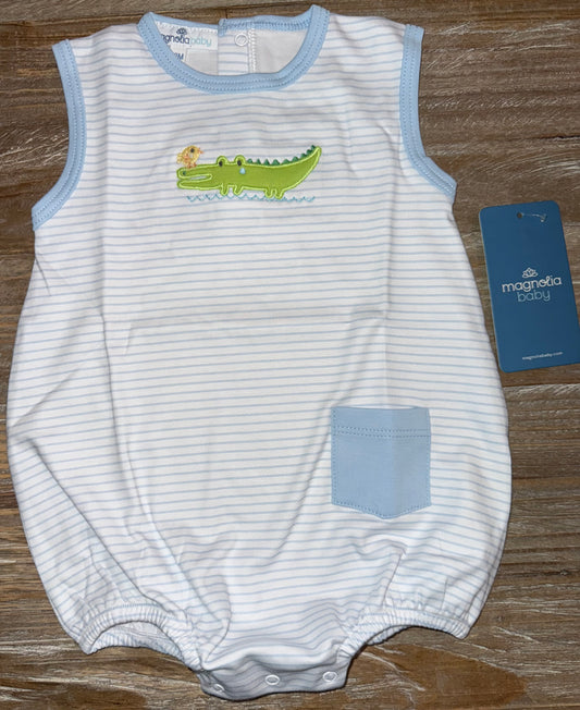 Bayou Babies Alligator Sleeveless Appliqué Boys Bubble
