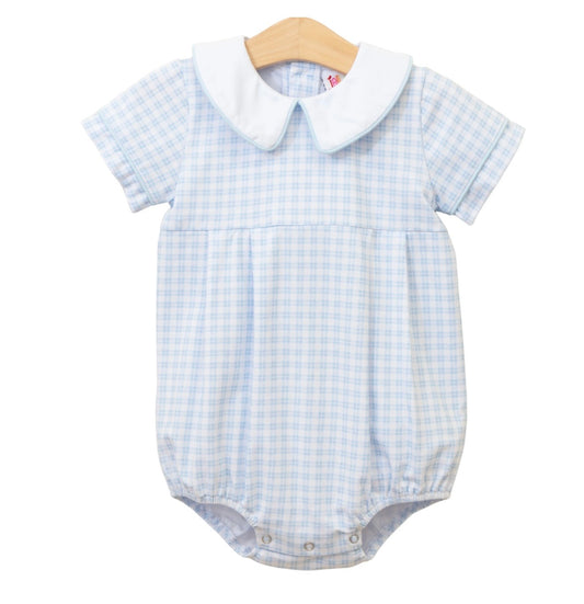 Powder Blue Plaid Boys Bubble