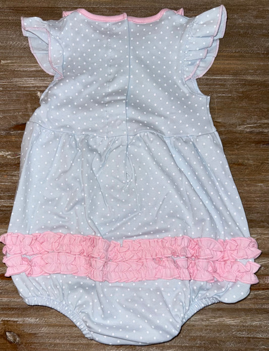 Rainbow Wishes Appliqué Girls Ruffle Flutter Bubble