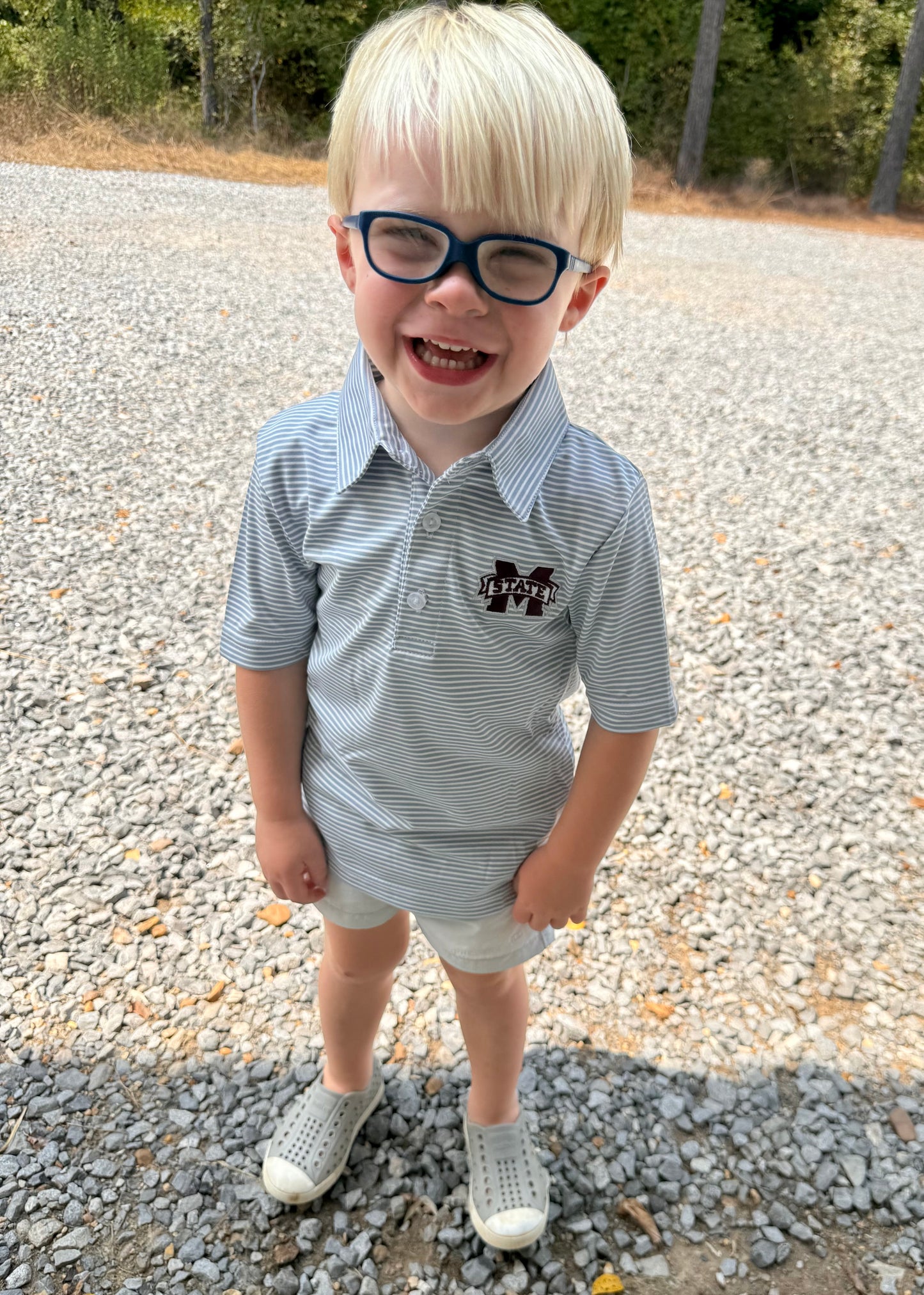 Mississippi State Bulldogs Gray Stripes Boys Polo