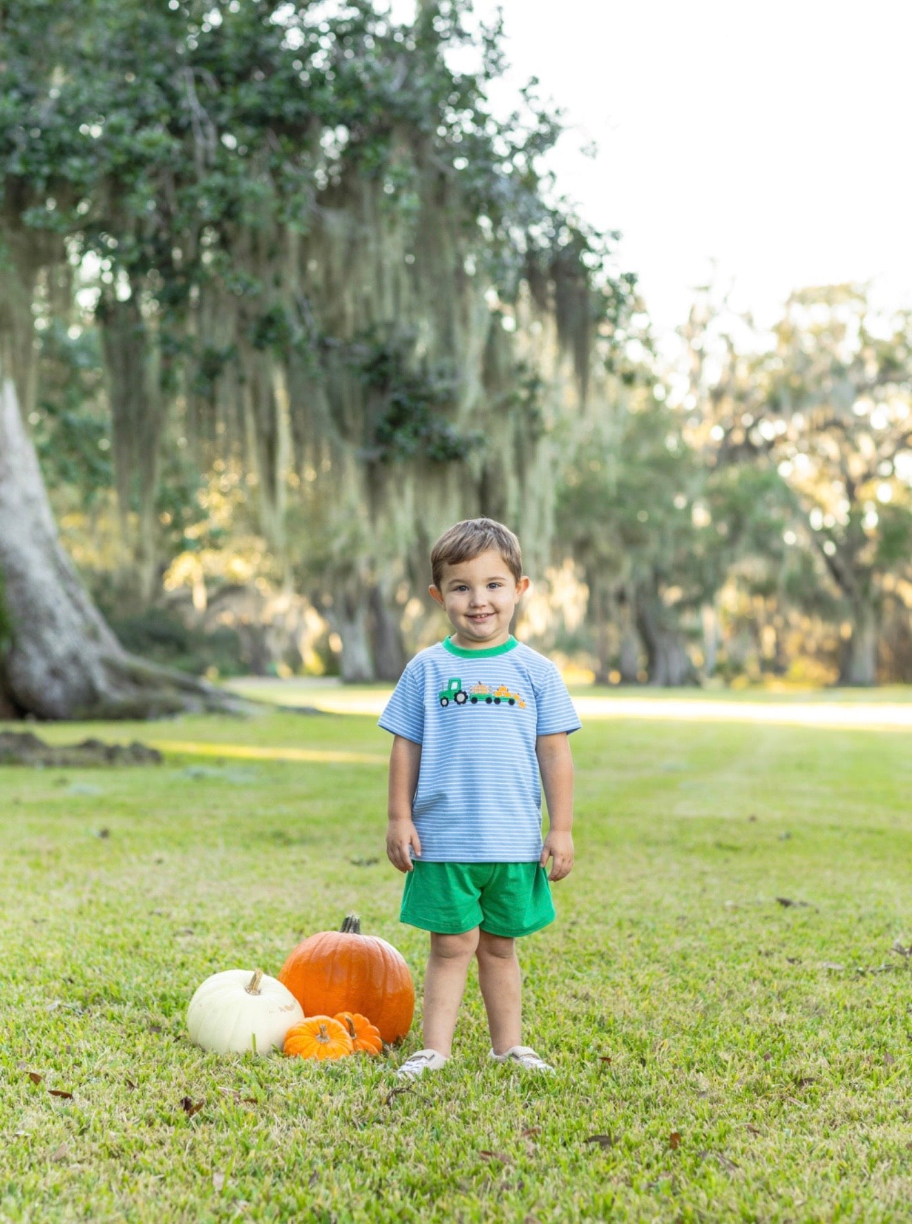 Tractor Trail Pumpkin Boys Short Set