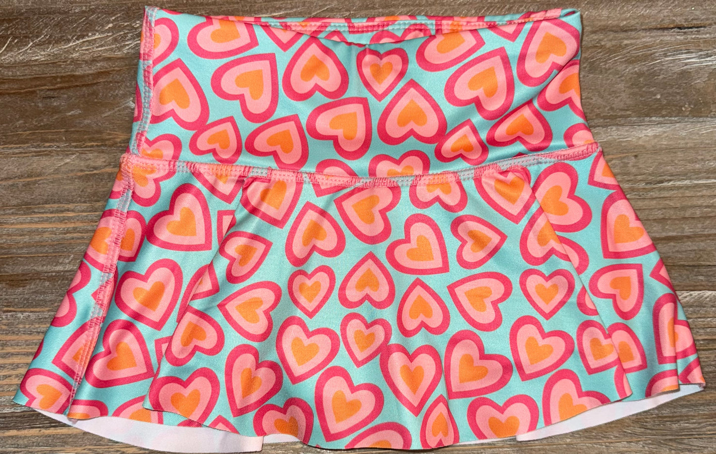 Turquoise/Pink Heart Athletic Girls Skort
