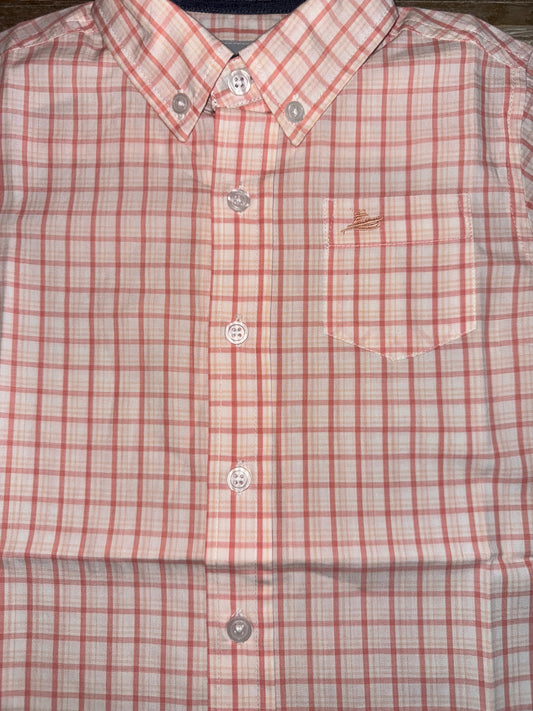Apricot Plaid Boys Button Down Shirt