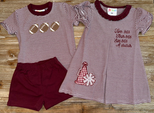 Maroon Football Trio Boys Short Set