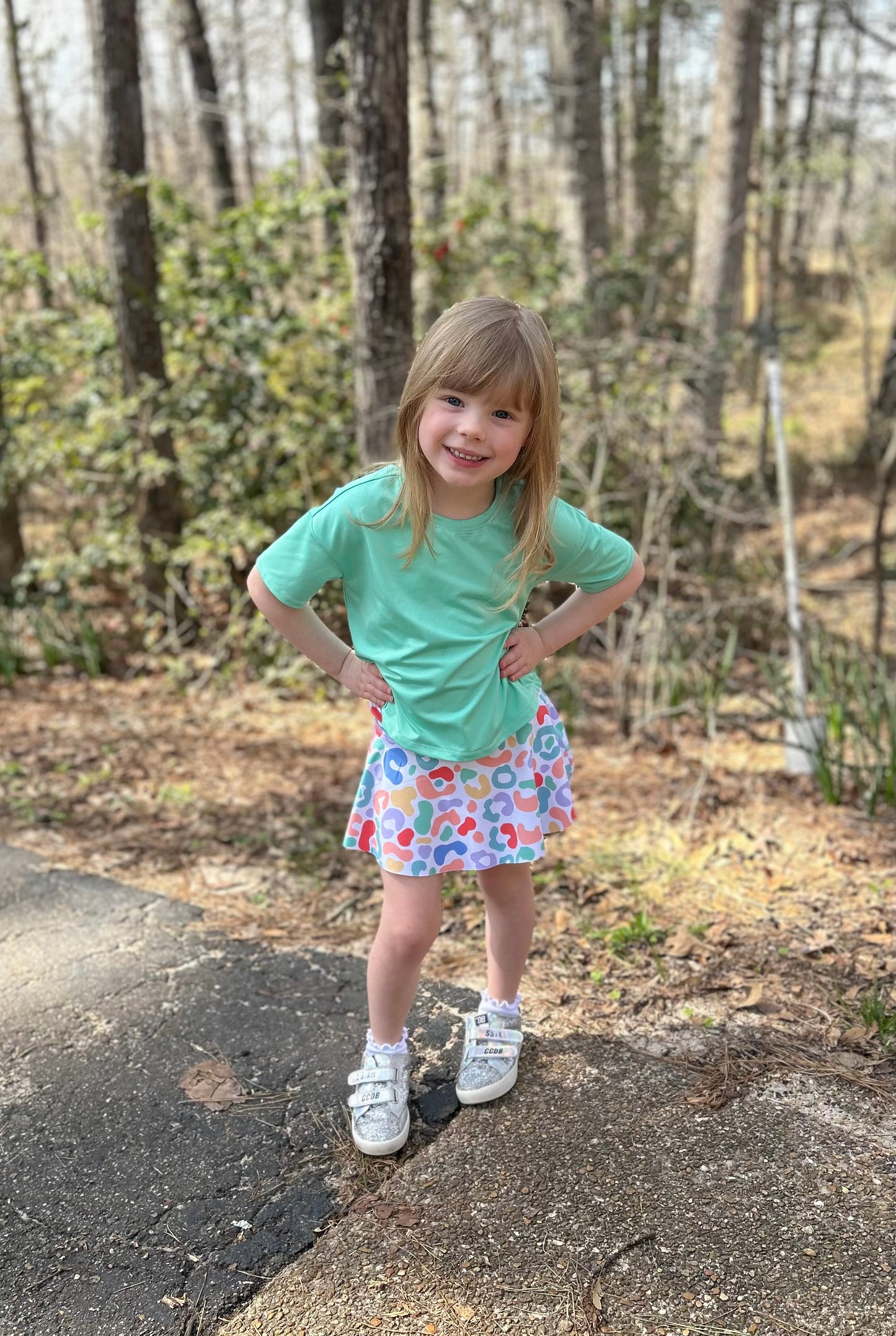 Multi Leopard Girls Athletic Skort