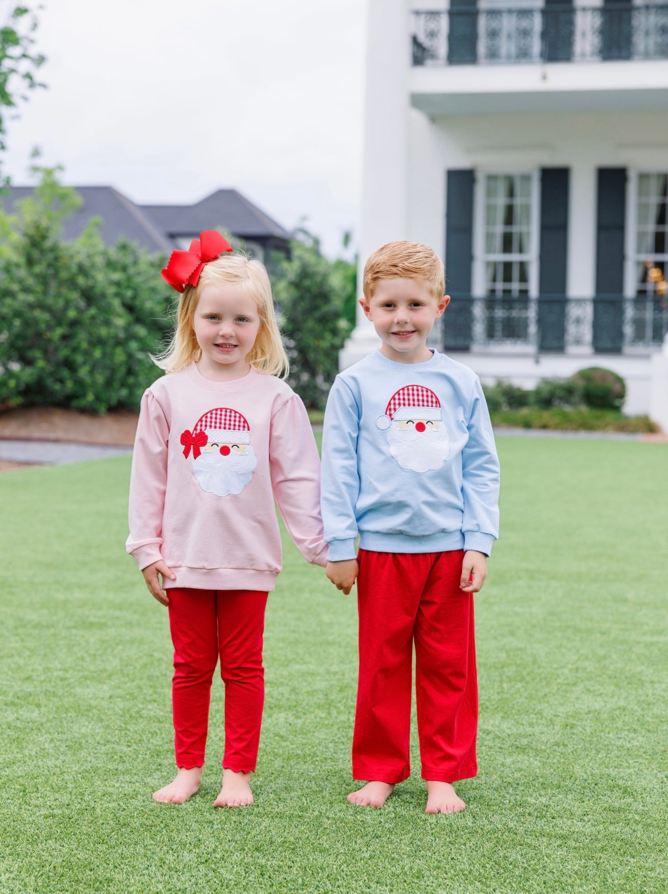 Santa French Terry Girls Light Pink Pullover