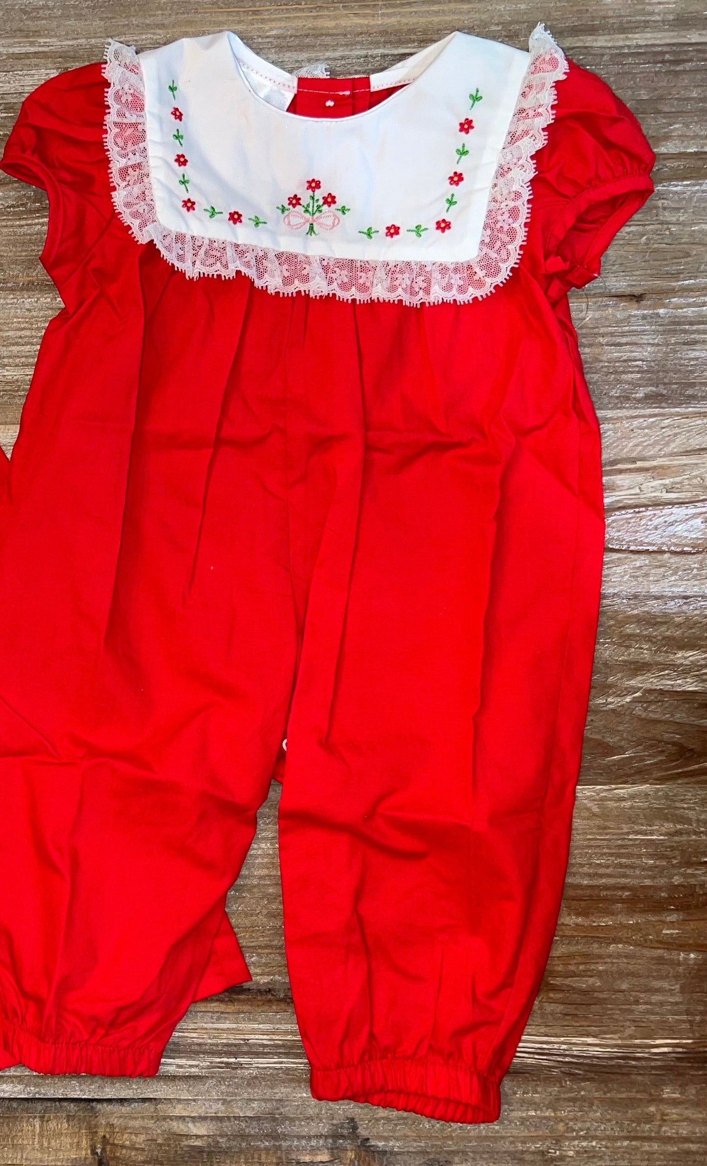 Blooms in Christmas Alice Girls Red Romper